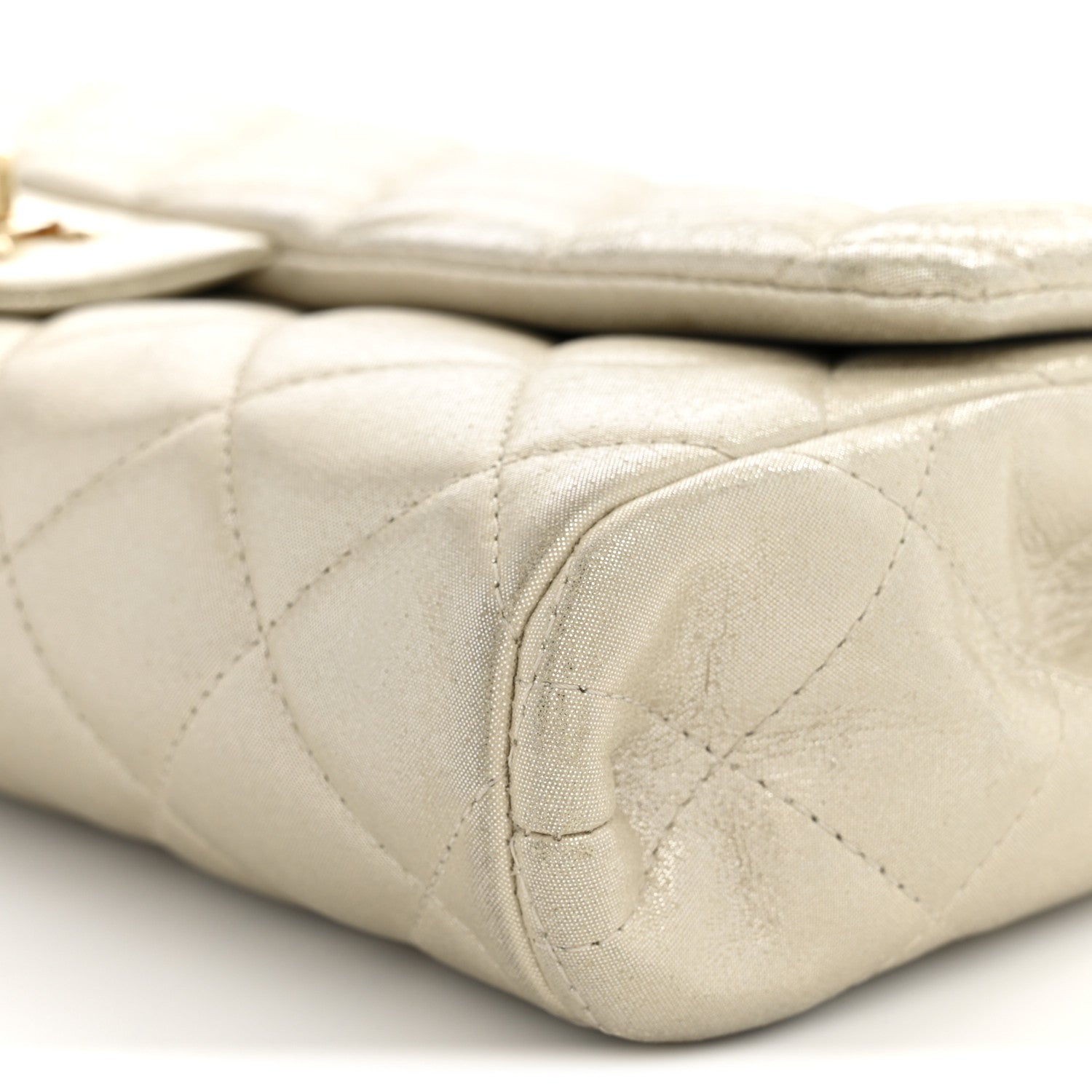 Chanel Iridescent Calfskin Quilted Clutch With Chain Flap Light Gold 10 of 10