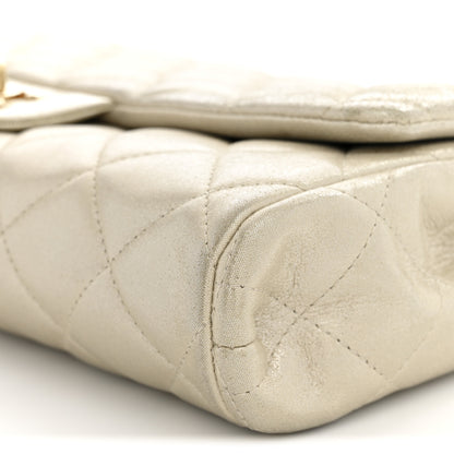Chanel Iridescent Calfskin Quilted Clutch With Chain Flap Light Gold 10 of 10