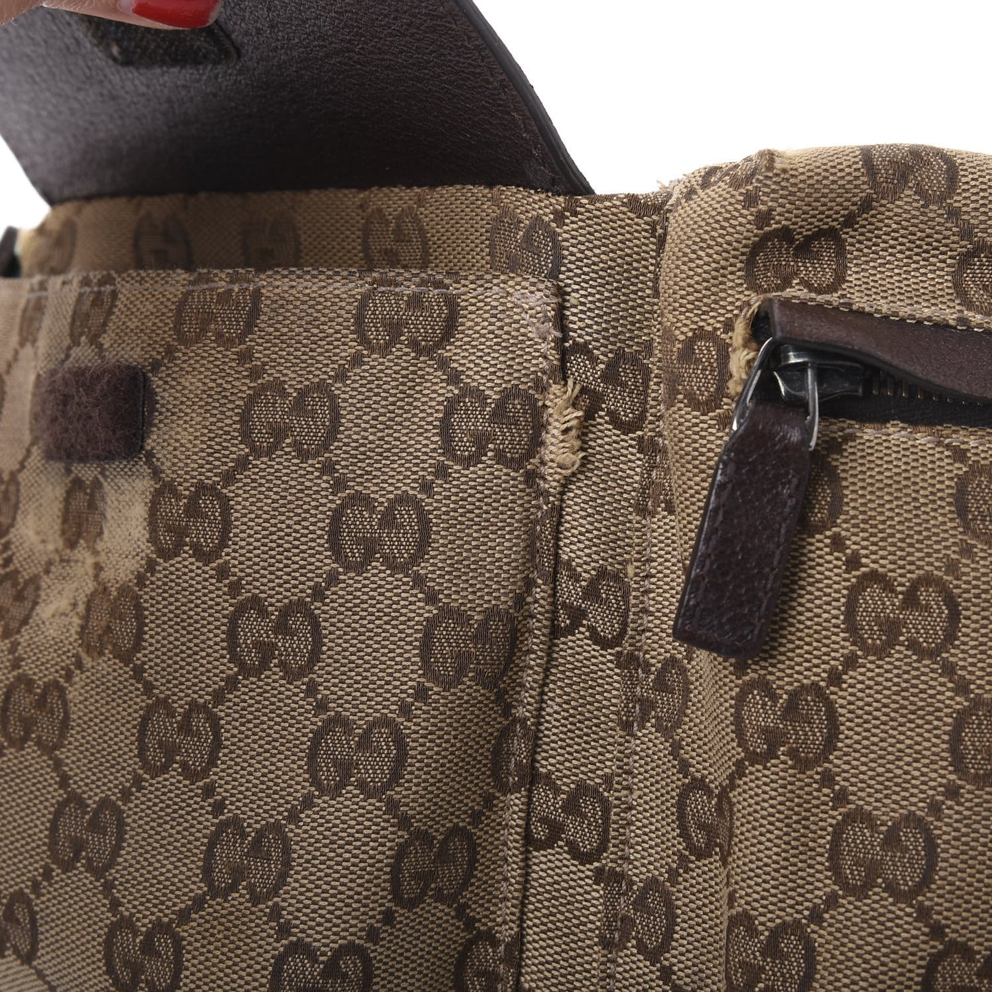 GG Monogram Double Pocket Belt Bag Dark Brown