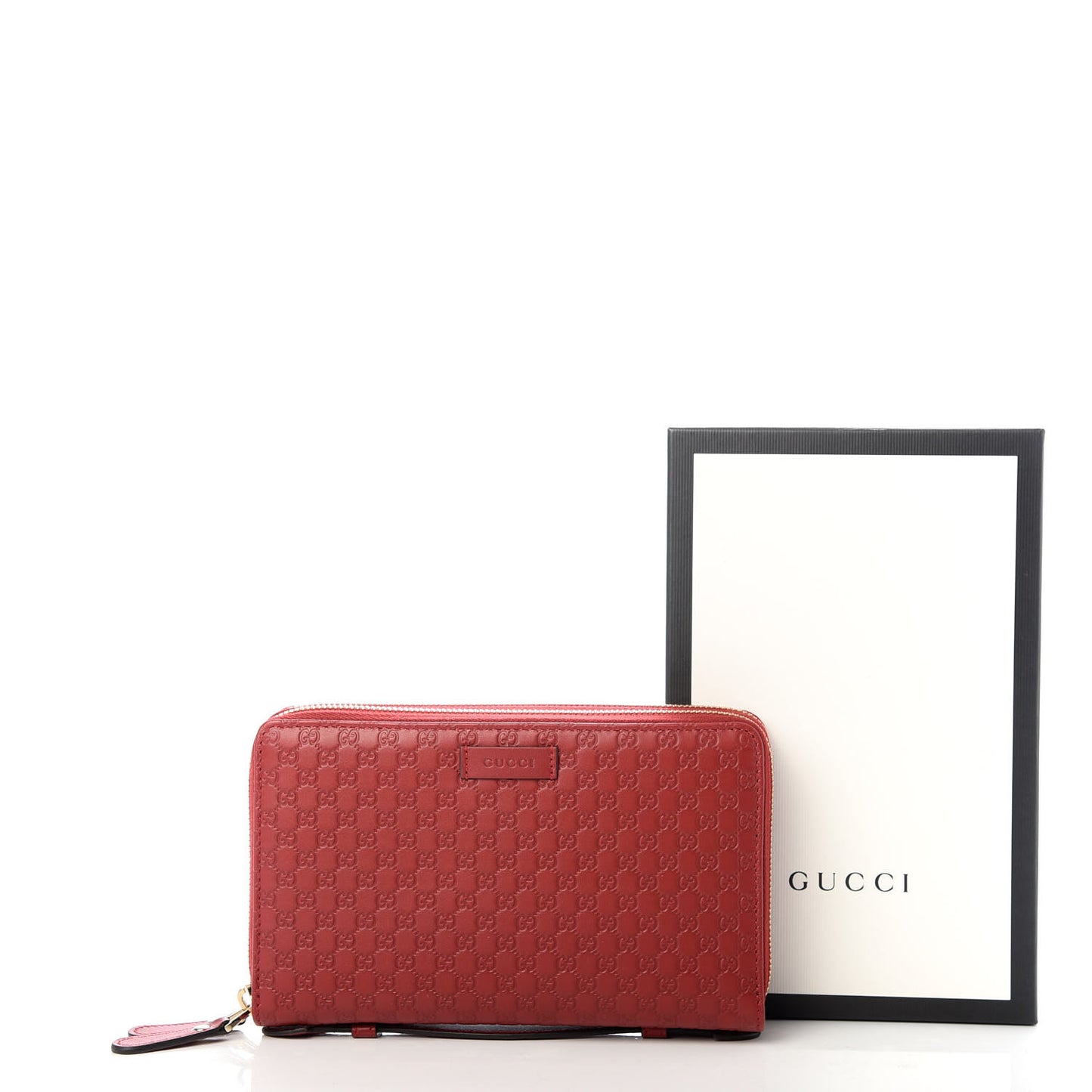 Microguccissima Zip Around Top Handle Travel Wallet Red