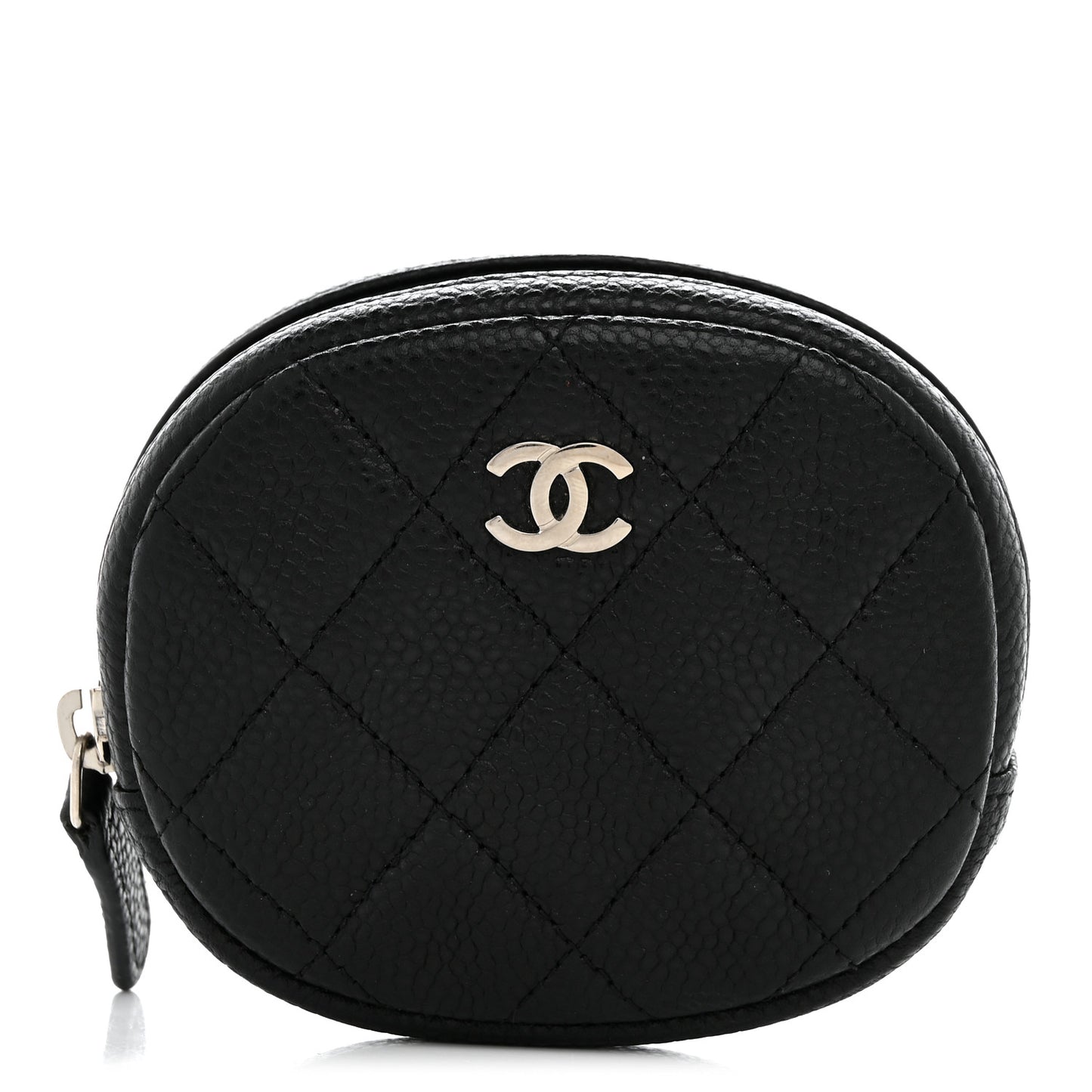 Caviar Quilted Zip Around Classic Coin Purse Black