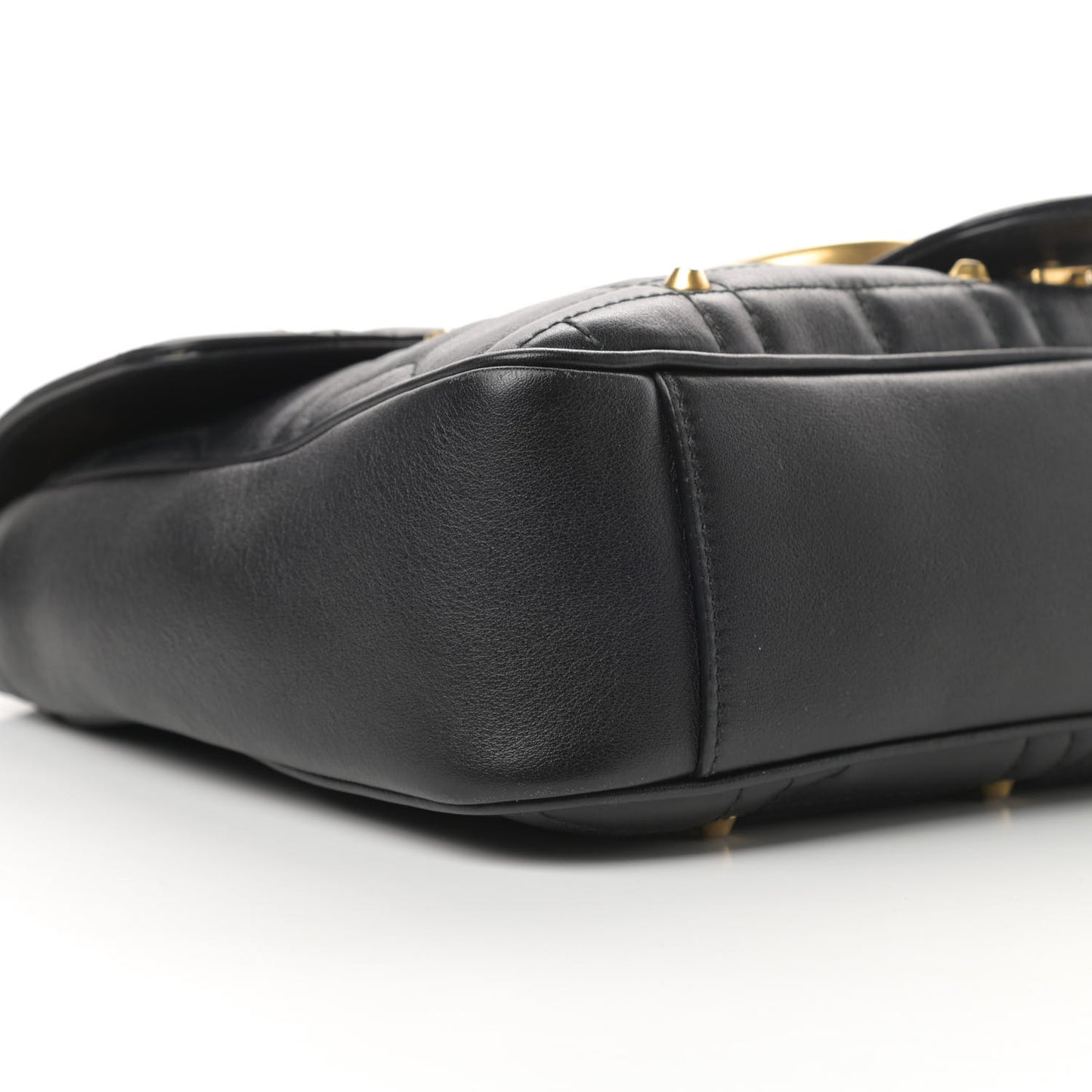 Calfskin Matelasse Studded Medium GG Marmont Shoulder Bag Black