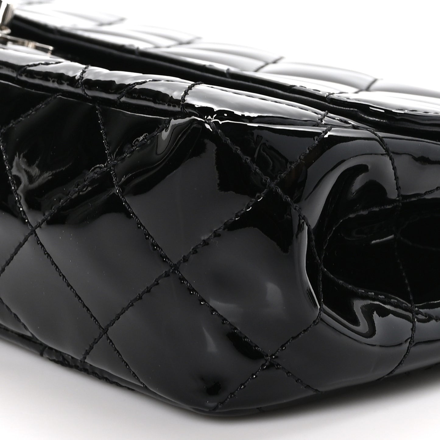 Patent Quilted Jumbo Diagonal CC Flap Black