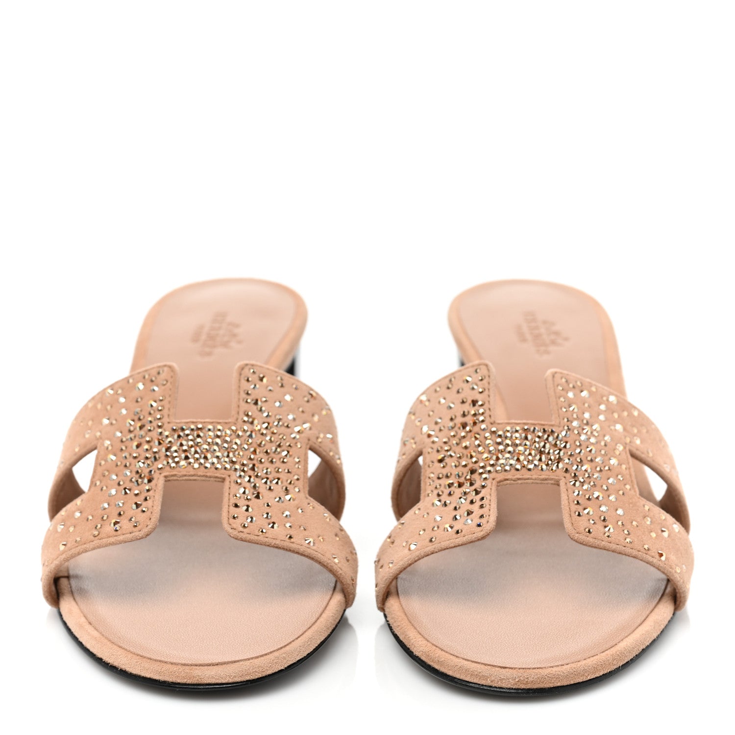 Hermes Suede Goatskin Crystal Oasis Sandals 37 Rose Nude 2 of 9