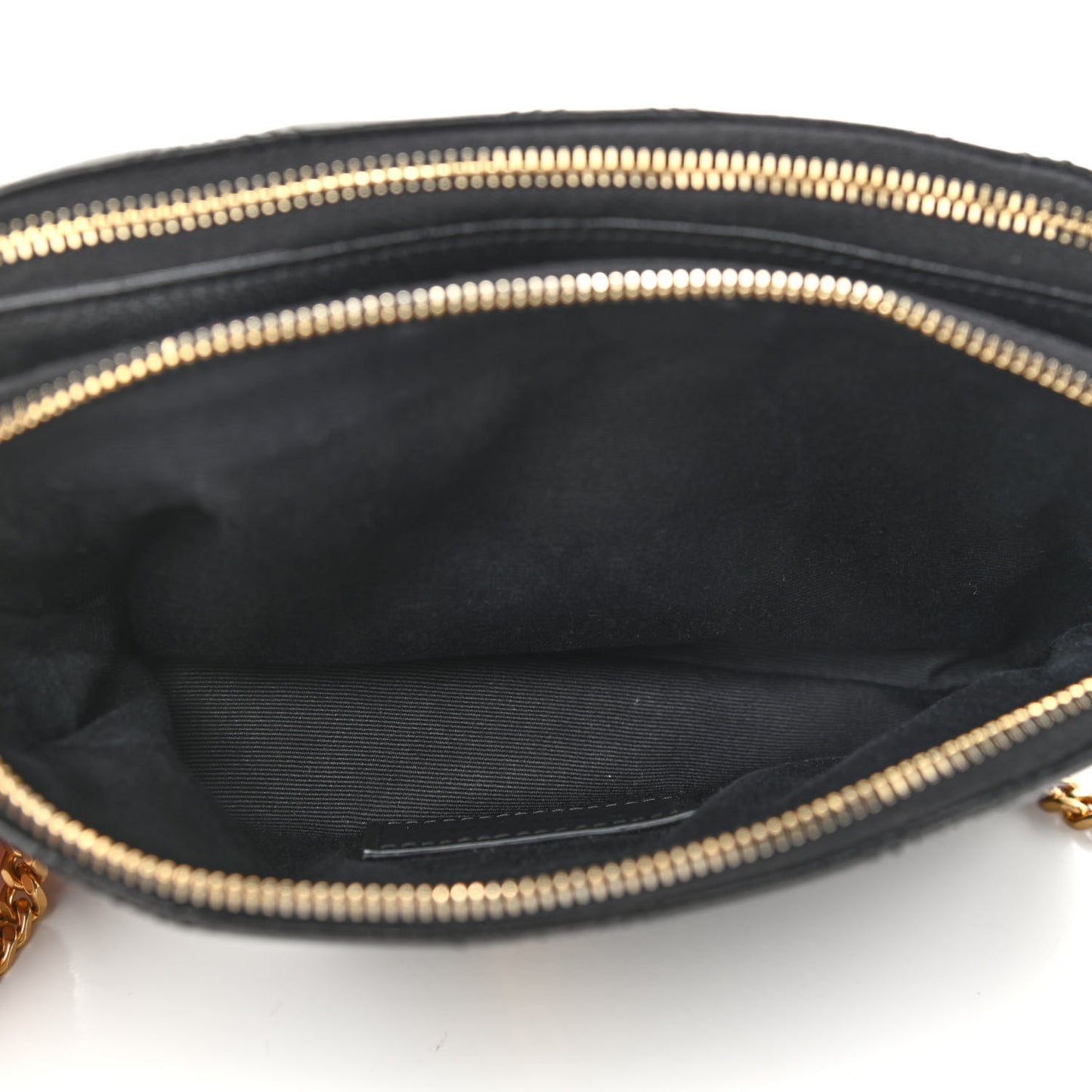 Grained Lambskin Quilted Mini Becky Double Zip Bag Black