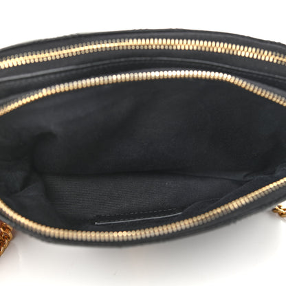 Saint Laurent Grained Lambskin Quilted Mini Becky Double Zip Bag Black 6 of 10