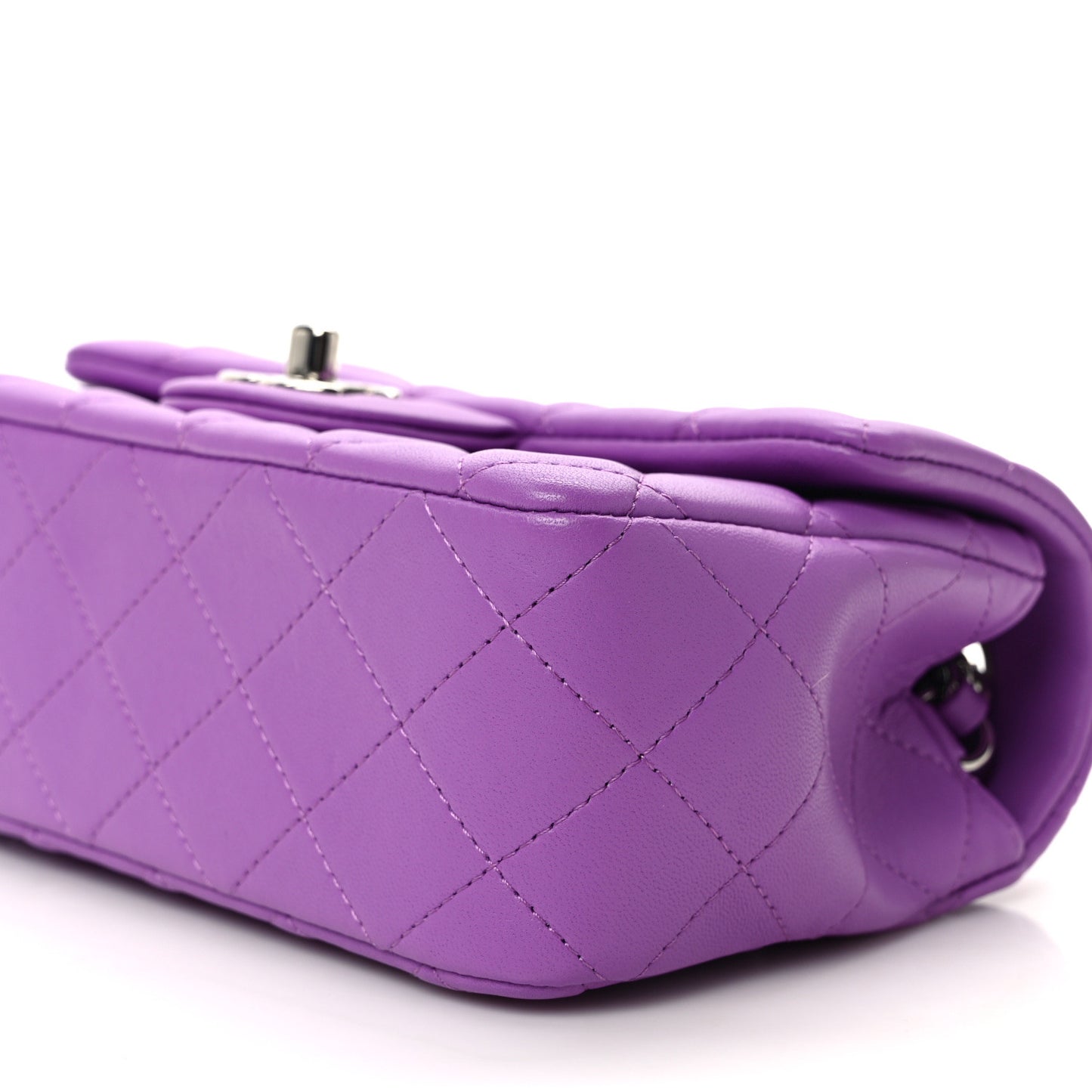 Lambskin Quilted Mini Rectangular Flap Purple