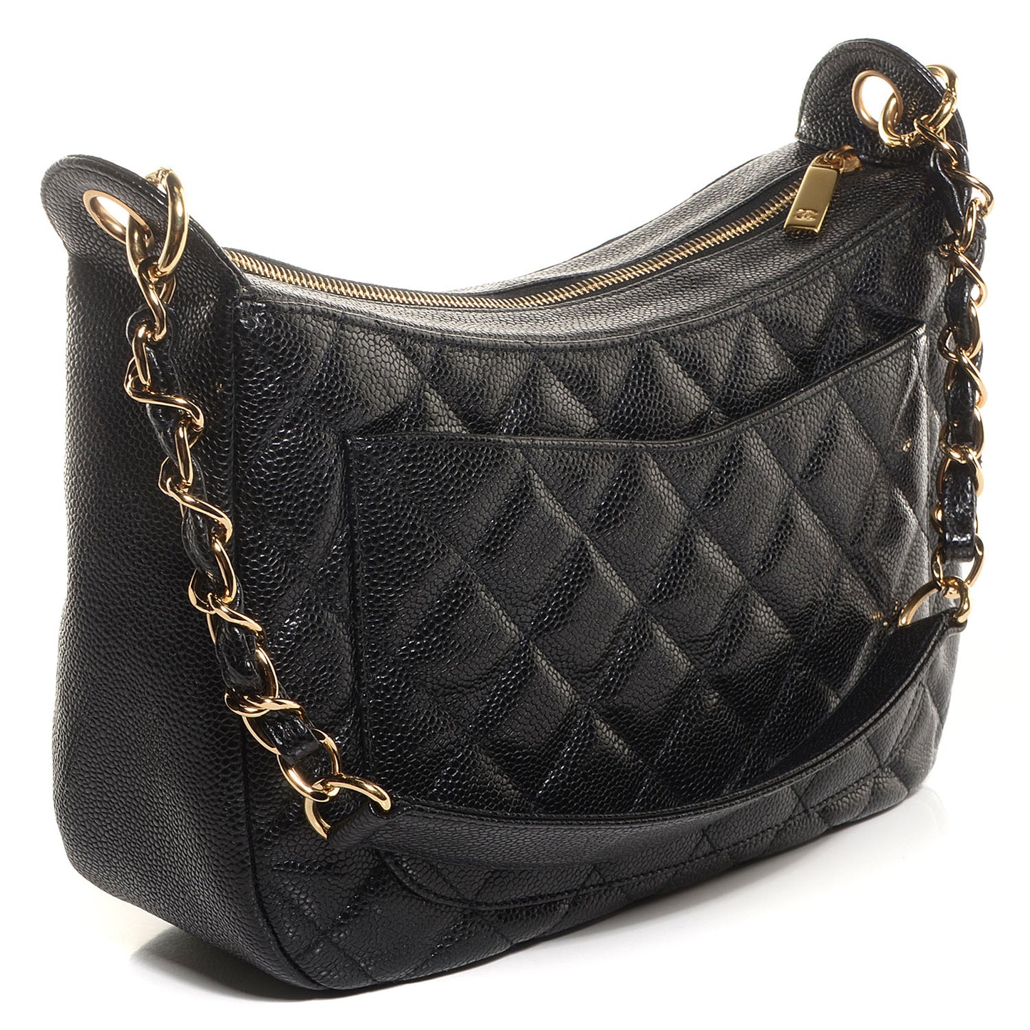 Caviar Quilted CC Hobo Black