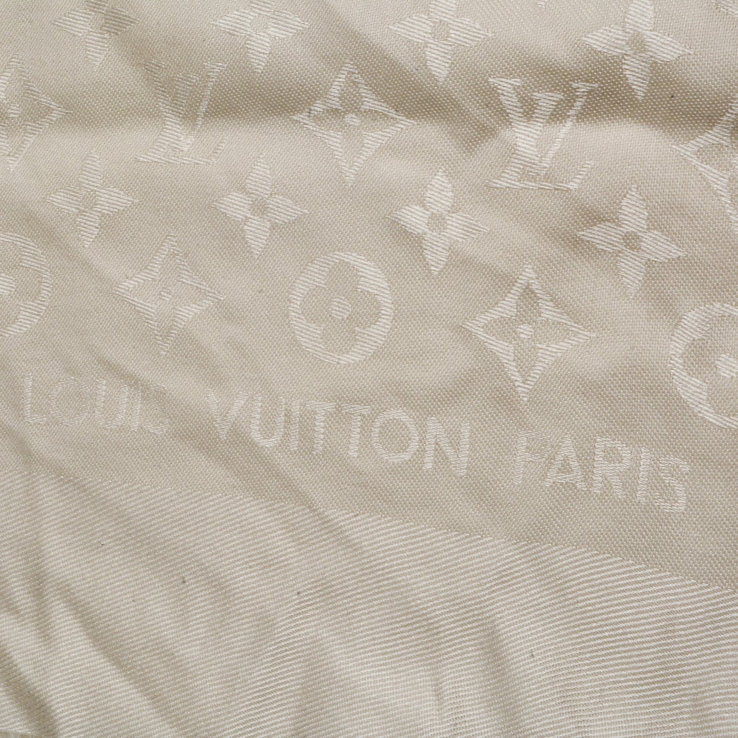 Wool Silk Monogram Shawl White