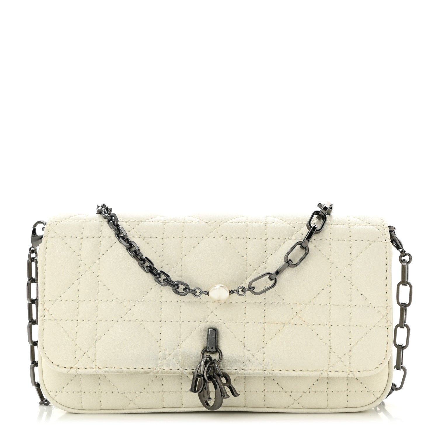 Christian Dior Calfskin Cannage Lady Dior Phone Pouch Latte 1 of 13