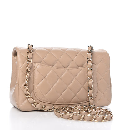 Chanel Lambskin Quilted Mini Rectangular Flap Dark Beige 3 of 11