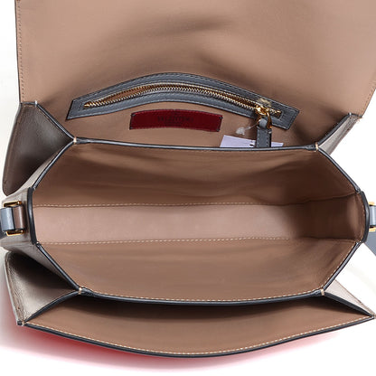 Valentino Garavani Calfskin Rivet Colorblock Shoulder Bag Grey Red 5 of 9