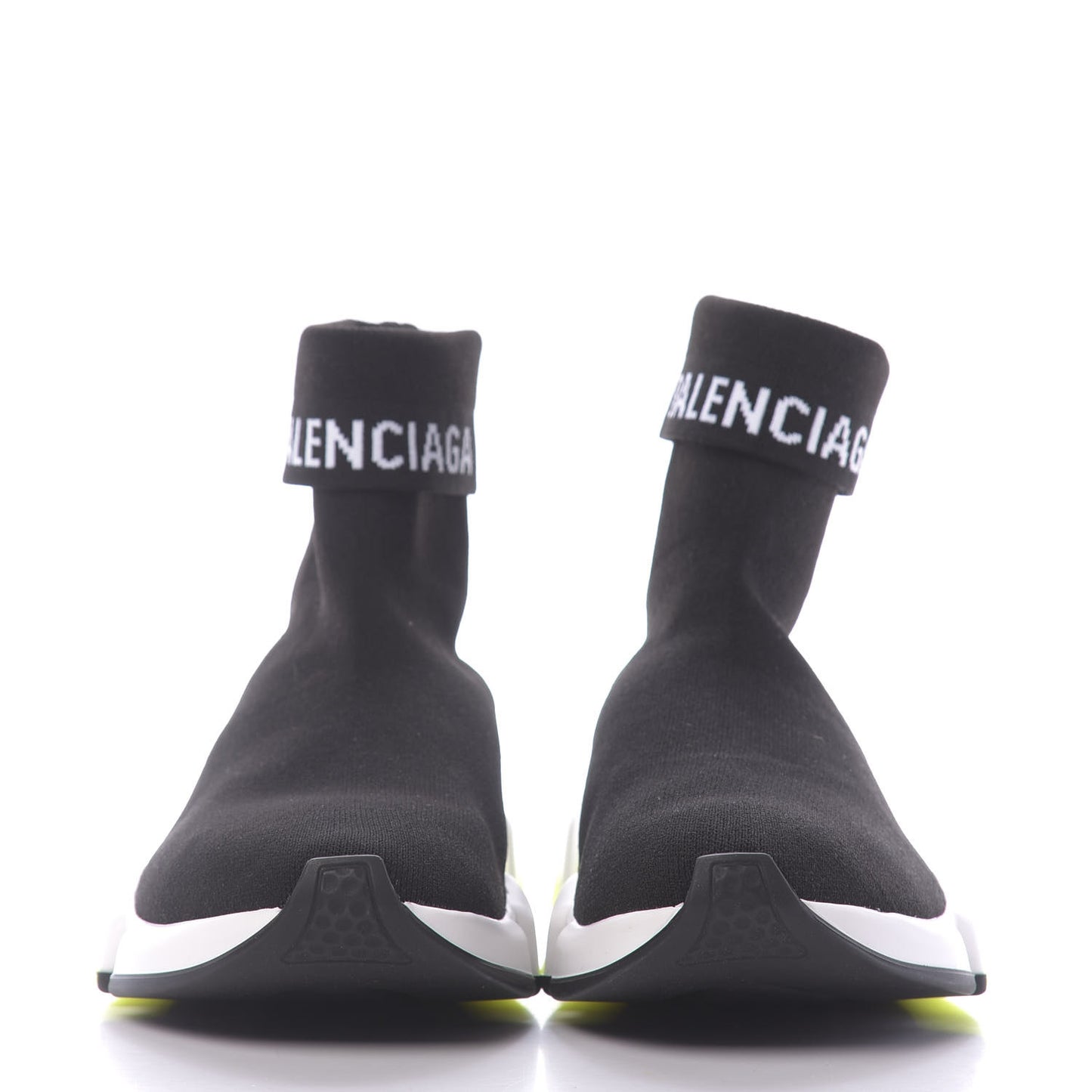 Neoprene Knit Mens Speed Cuffed Sneakers 39 Black White Yellow Fluo