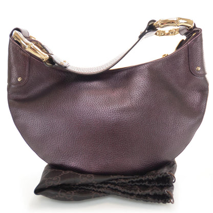 Gucci Leather Bamboo Ring Hobo Aubergine 3 of 8