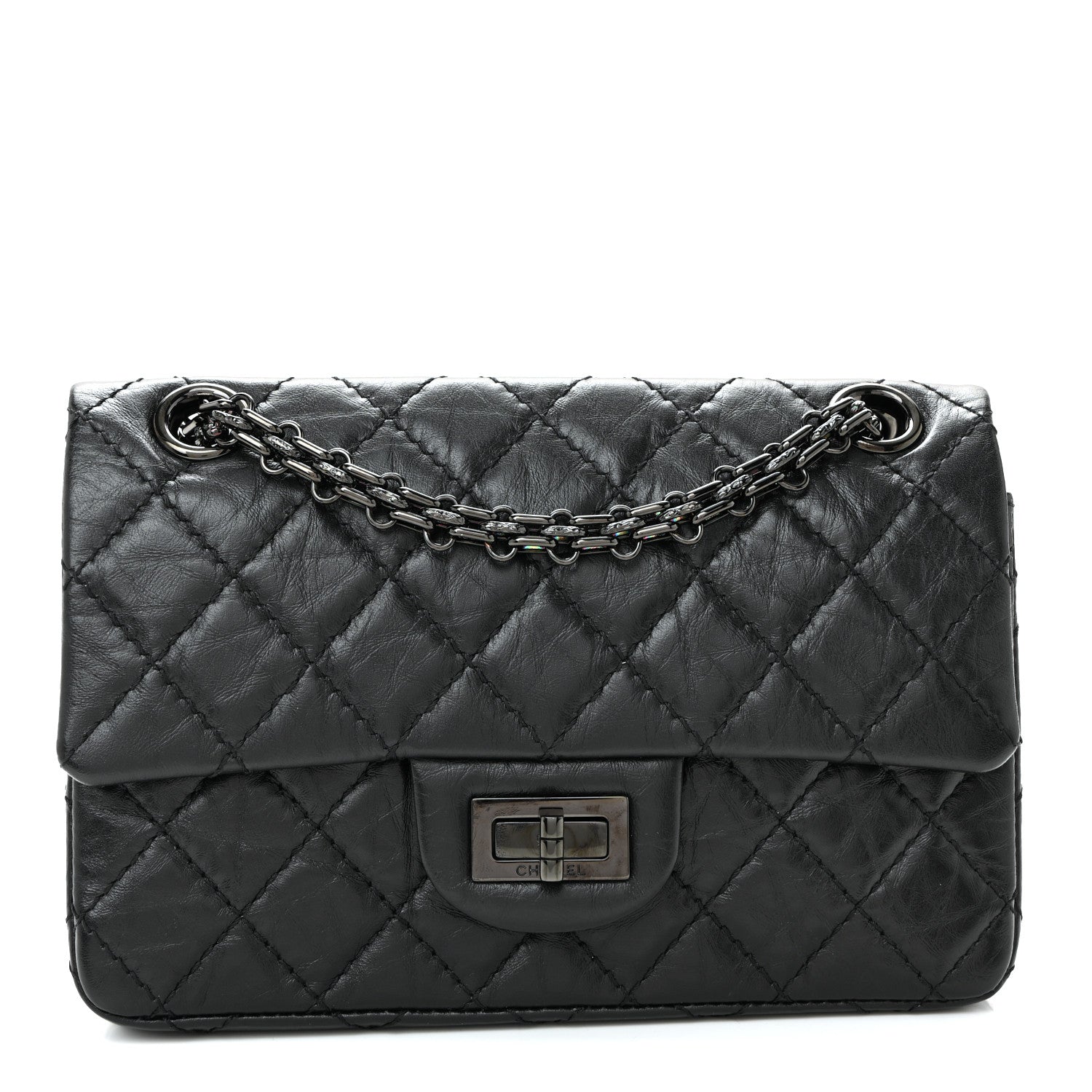 Chanel Aged Calfskin Quilted 2.55 Reissue Mini Flap So Black 1 of 9