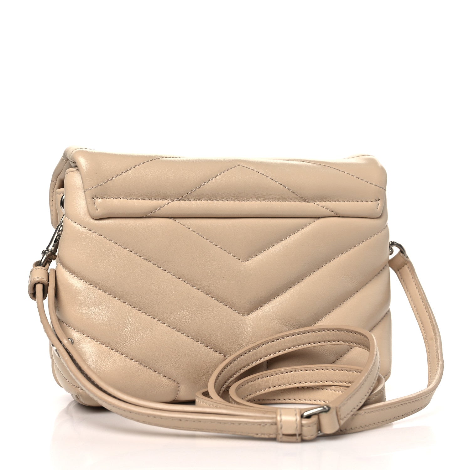 Saint Laurent Calfskin Y Quilted Monogram Toy Loulou Crossbody Bag Dark Beige 3 of 8