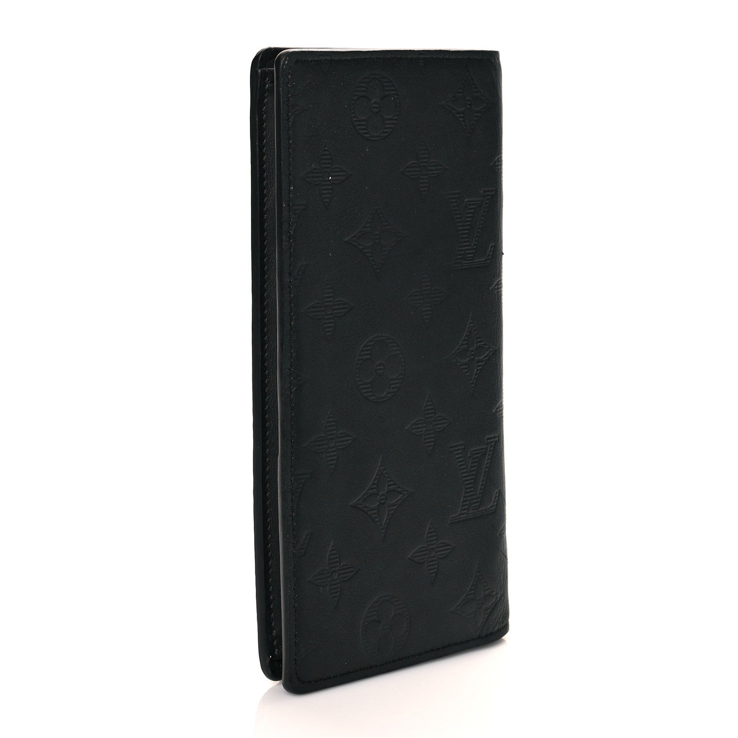 Louis Vuitton Calfskin Monogram Shadow Brazza Wallet Black 2 of 10