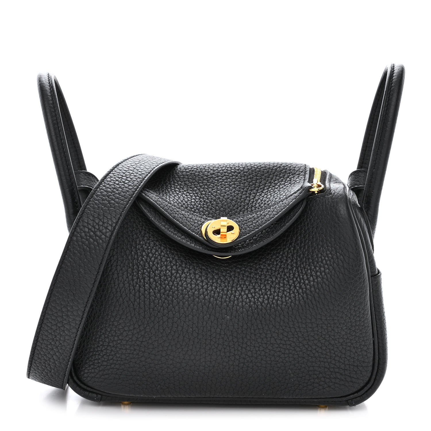 Hermes Taurillon Clemence Mini Lindy 20 Black 1 of 11