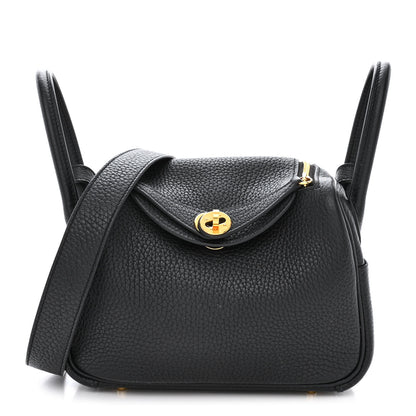 Hermes Taurillon Clemence Mini Lindy 20 Black 1 of 11