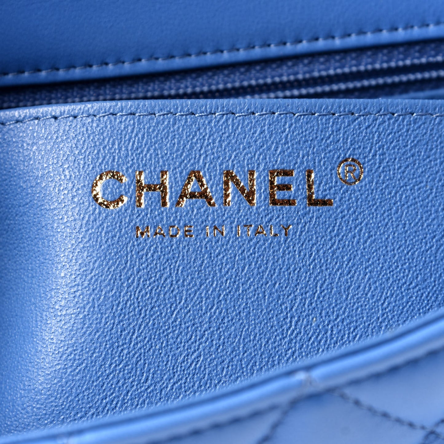 Lambskin Quilted Mini Rectangular Flap Blue