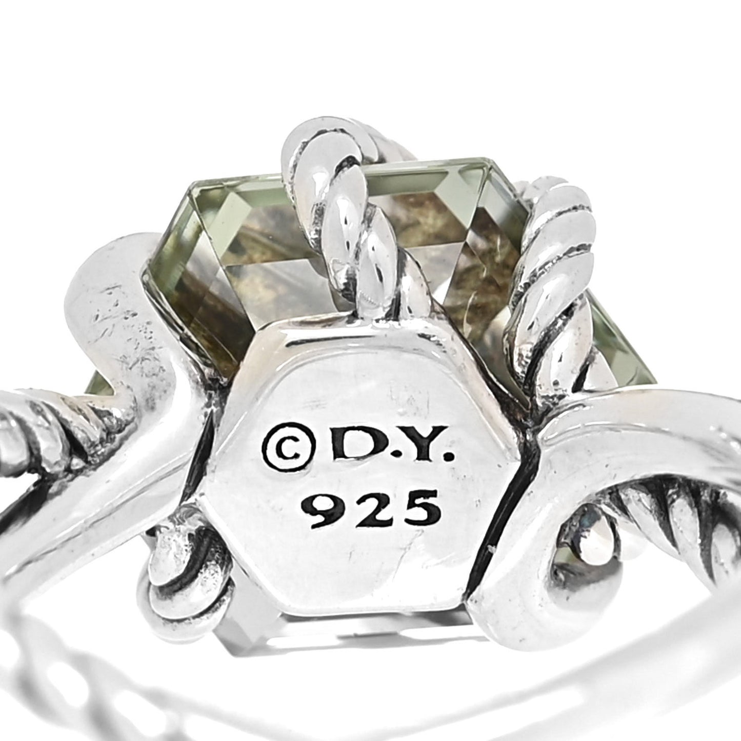 Sterling Silver Diamond Prasiolite 10mm Cable Wrap Ring 48 4.5