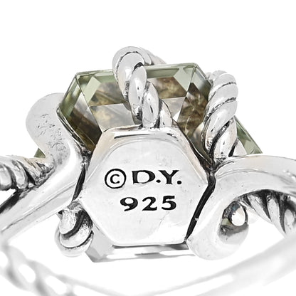 David Yurman Sterling Silver Diamond Prasiolite 10mm Cable Wrap Ring 48 4.5 4 of 5