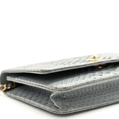Chanel Snakeskin Wallet On Chain WOC Light Blue 10 of 13