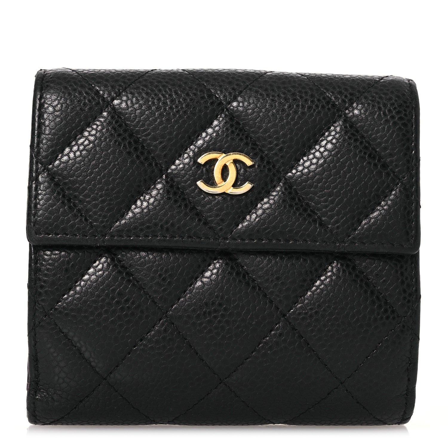 Chanel Caviar Quilted Compact French Flap Wallet Black 1 of 15