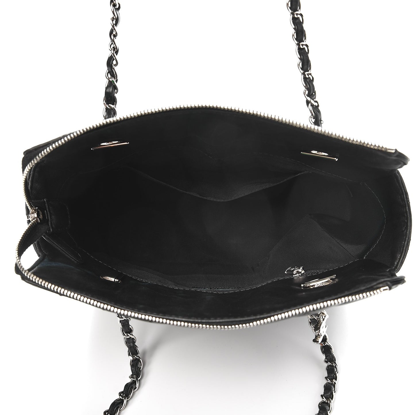 Lambskin Surpique Chevron Quilted Tote Black