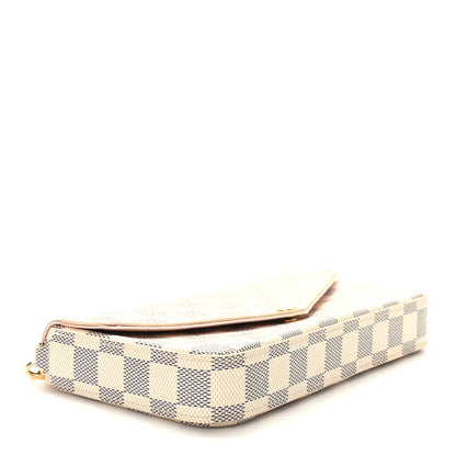 Louis Vuitton Damier Azur Pochette Felicie Chain Wallet Rose Ballerine 5 of 10