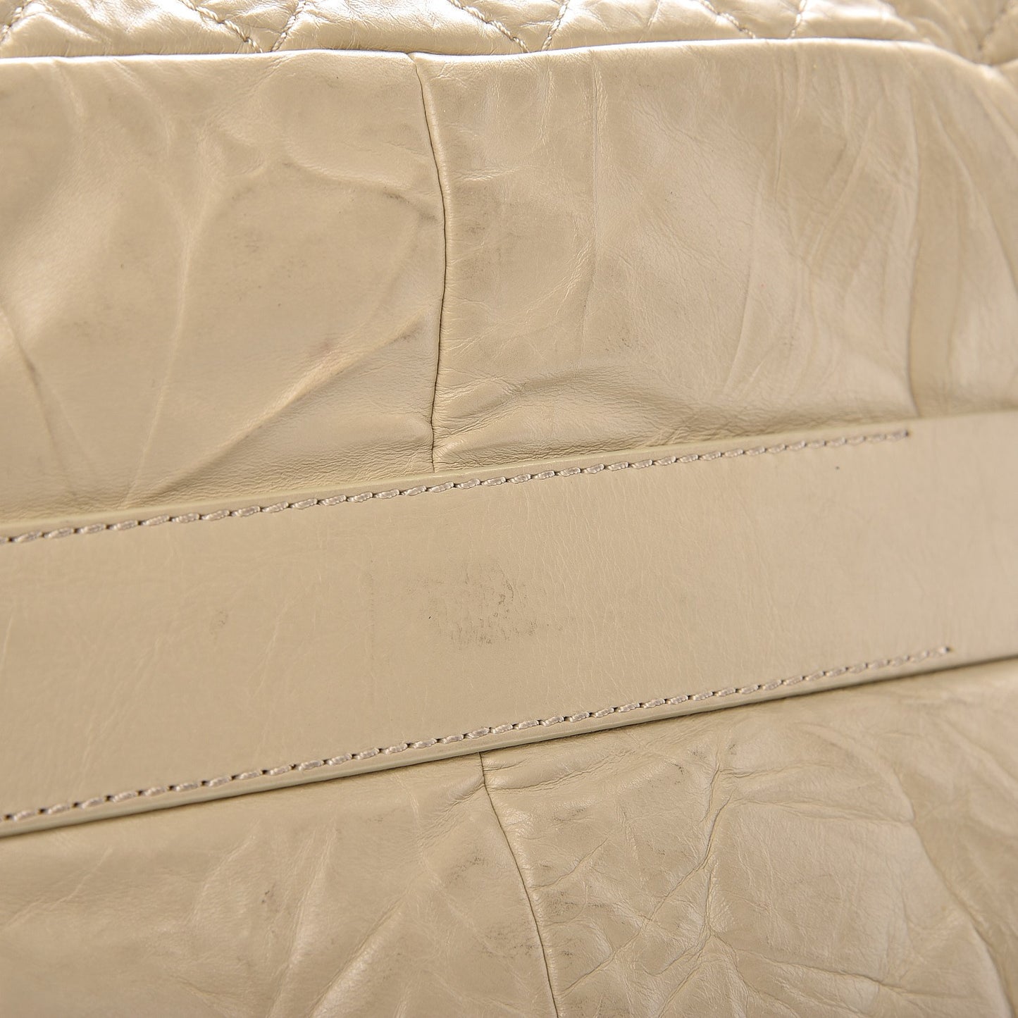 Glazed Calfskin Quilted Tote Light Beige