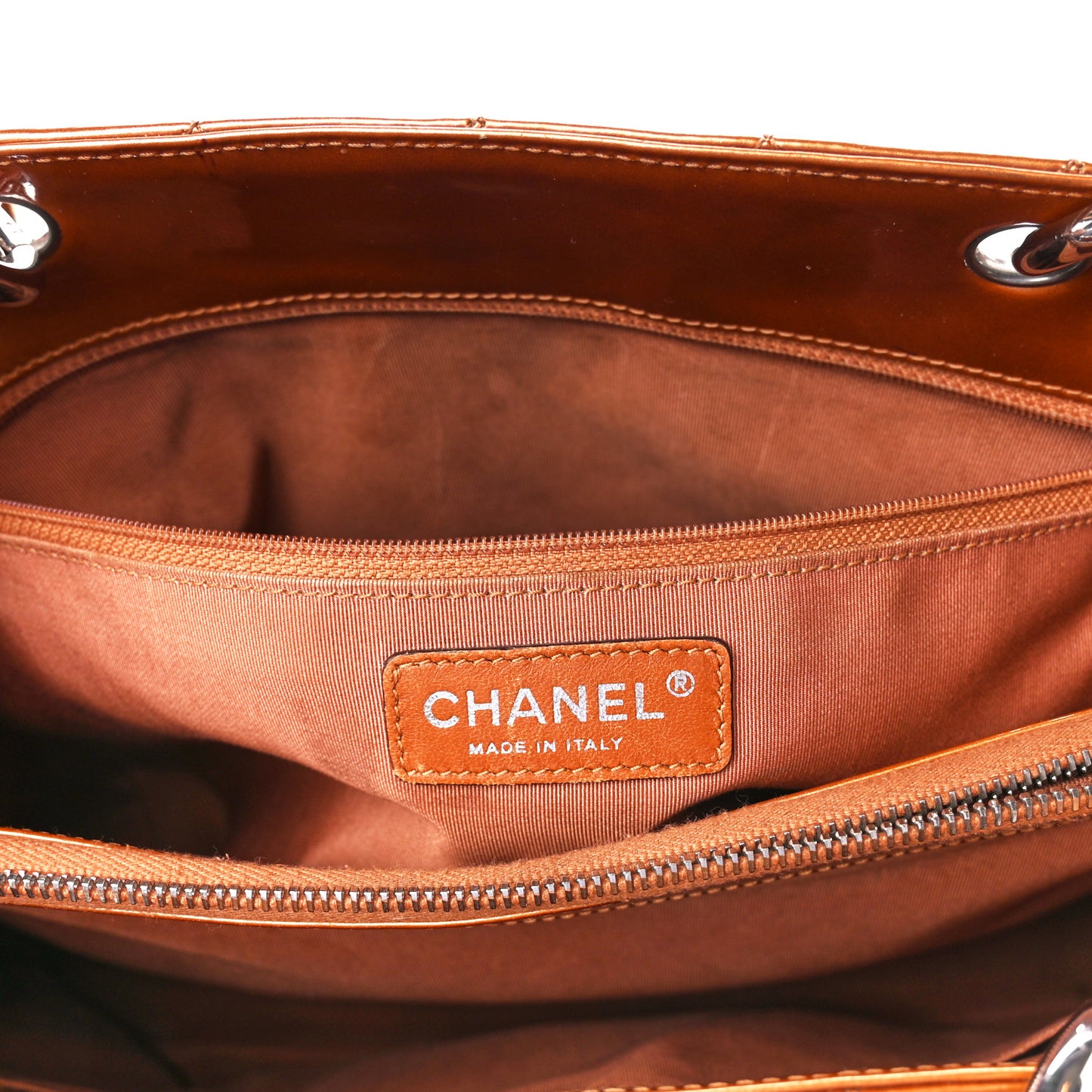 Metallic Patent Quilted Grand Shopping Tote GST Bronze