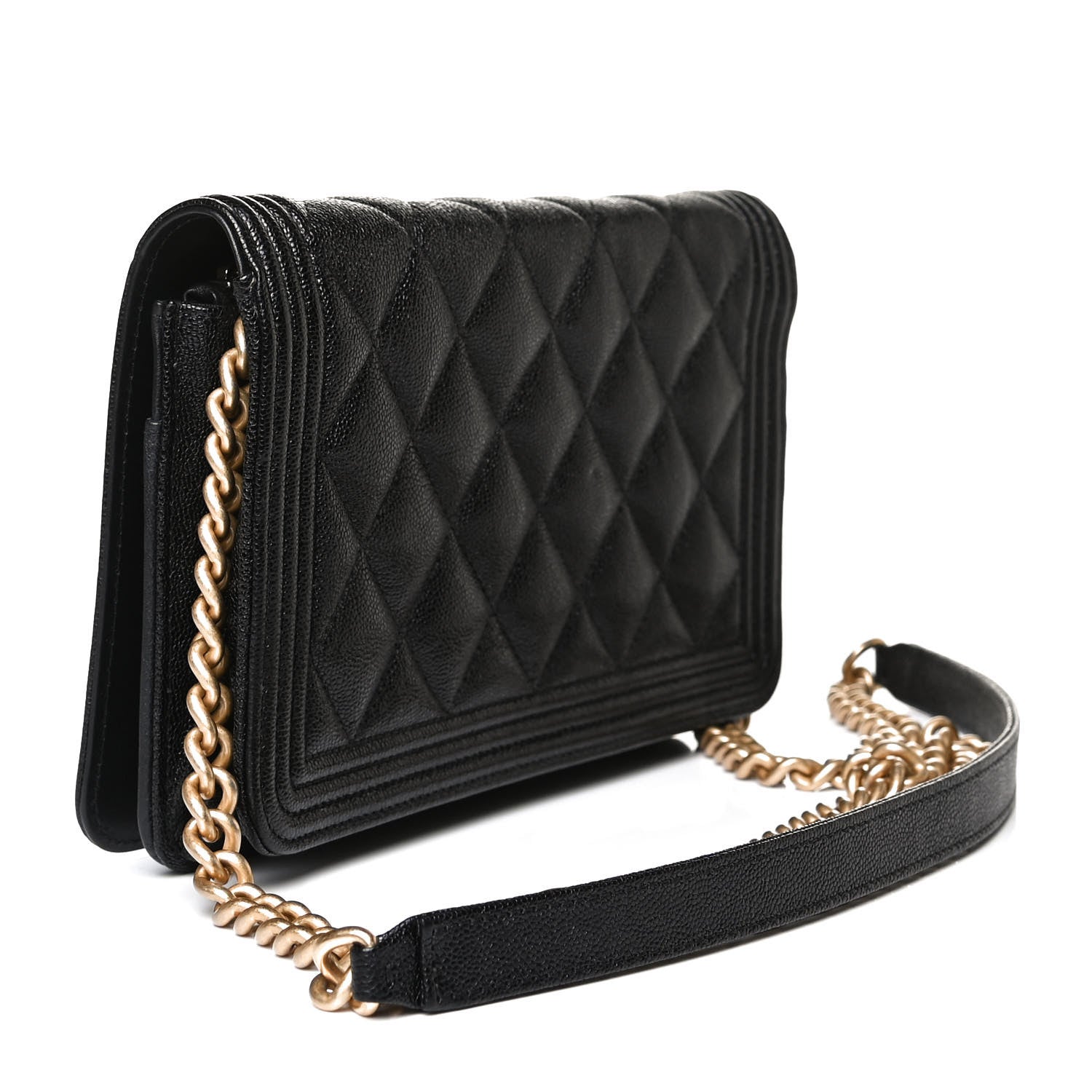 Chanel Caviar Quilted Boy Wallet On Chain WOC Black 3 of 20