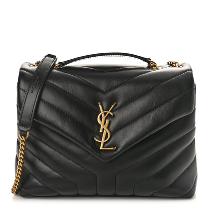 Saint Laurent Calfskin Y Quilted Monogram Small Loulou Chain Satchel Black 1 of 10