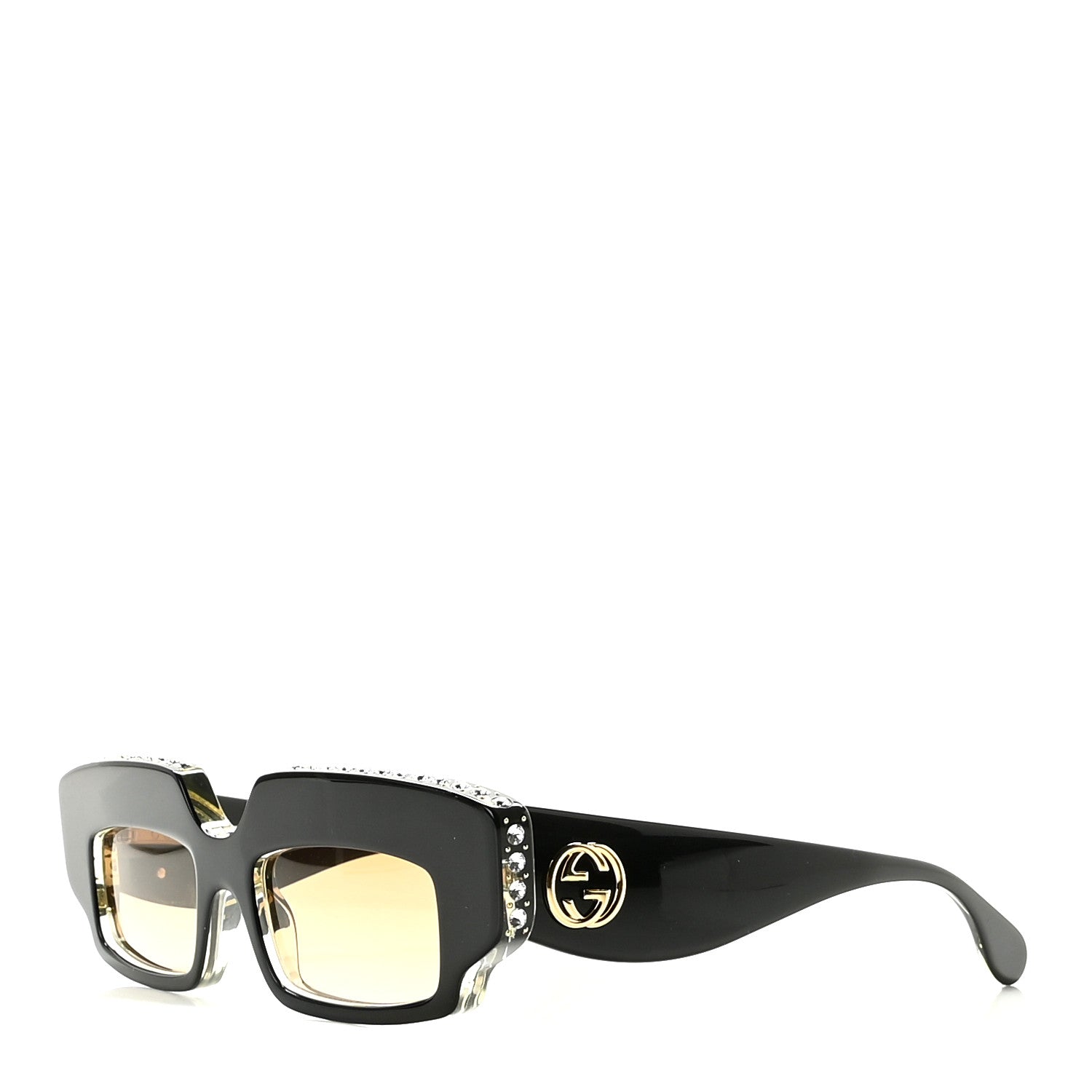 Gucci Acetate Crystal Embellished Sunglasses GG0782S Black Gold 1 of 8
