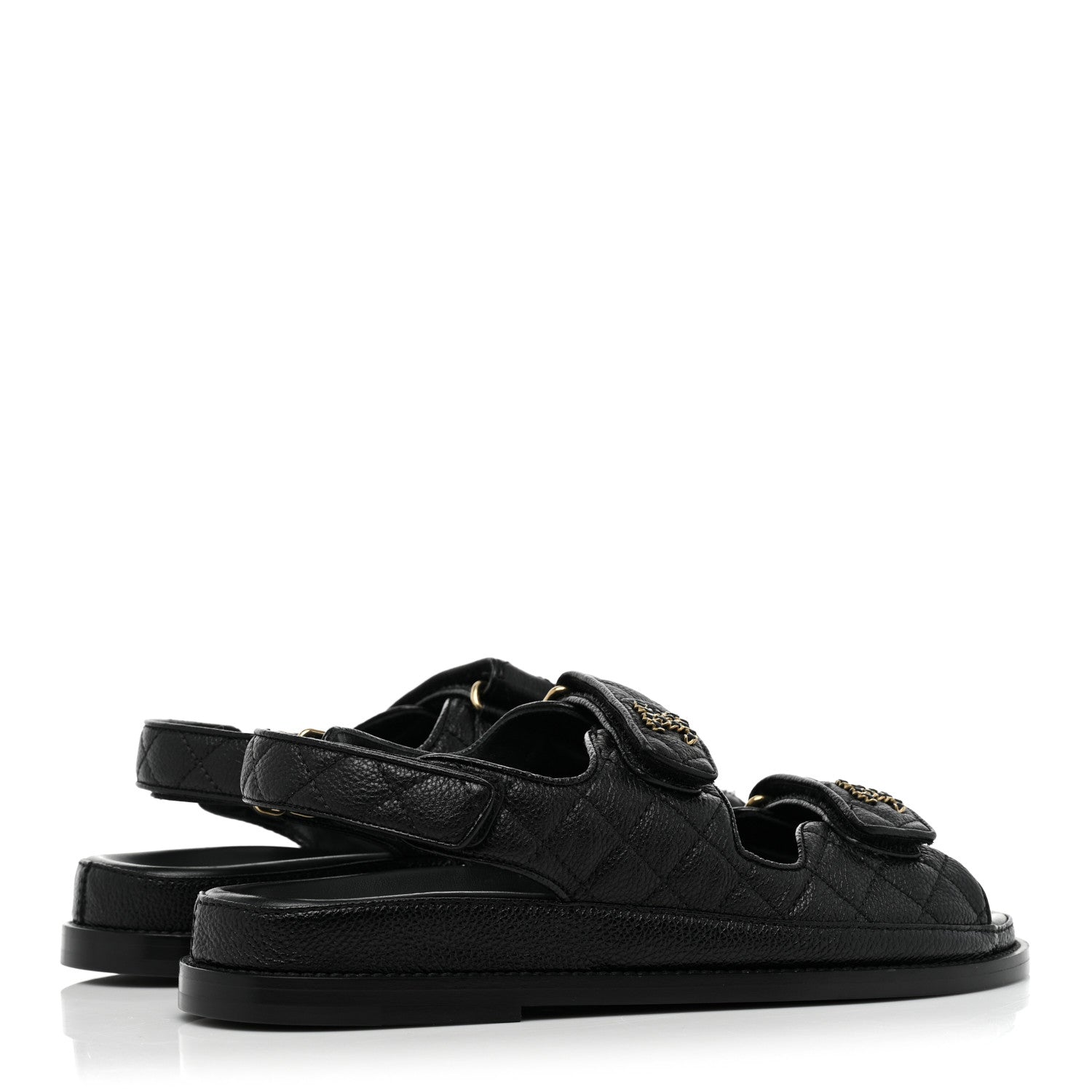 Chanel Grained Calfskin Velcro Dad Sandals 39 Black 4 of 9