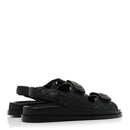Chanel Grained Calfskin Velcro Dad Sandals 39 Black 4 of 9