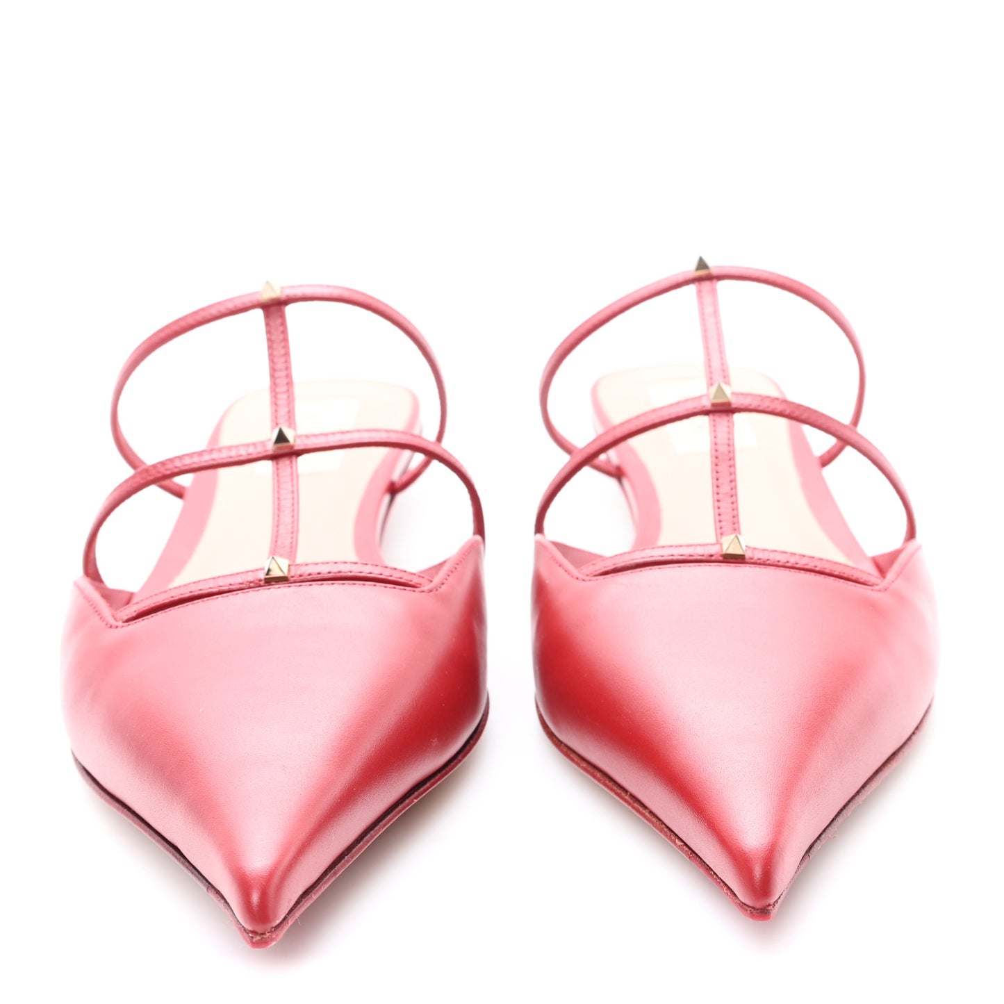 Calfskin Rockstud Wispy Mules 36.5 Red