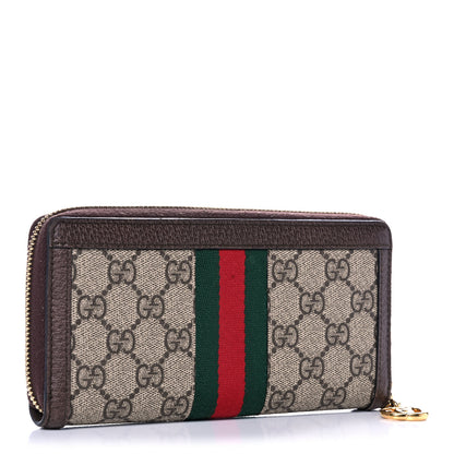 Gucci GG Supreme Monogram Web Ophidia Zip Around Wallet Brown 3 of 12