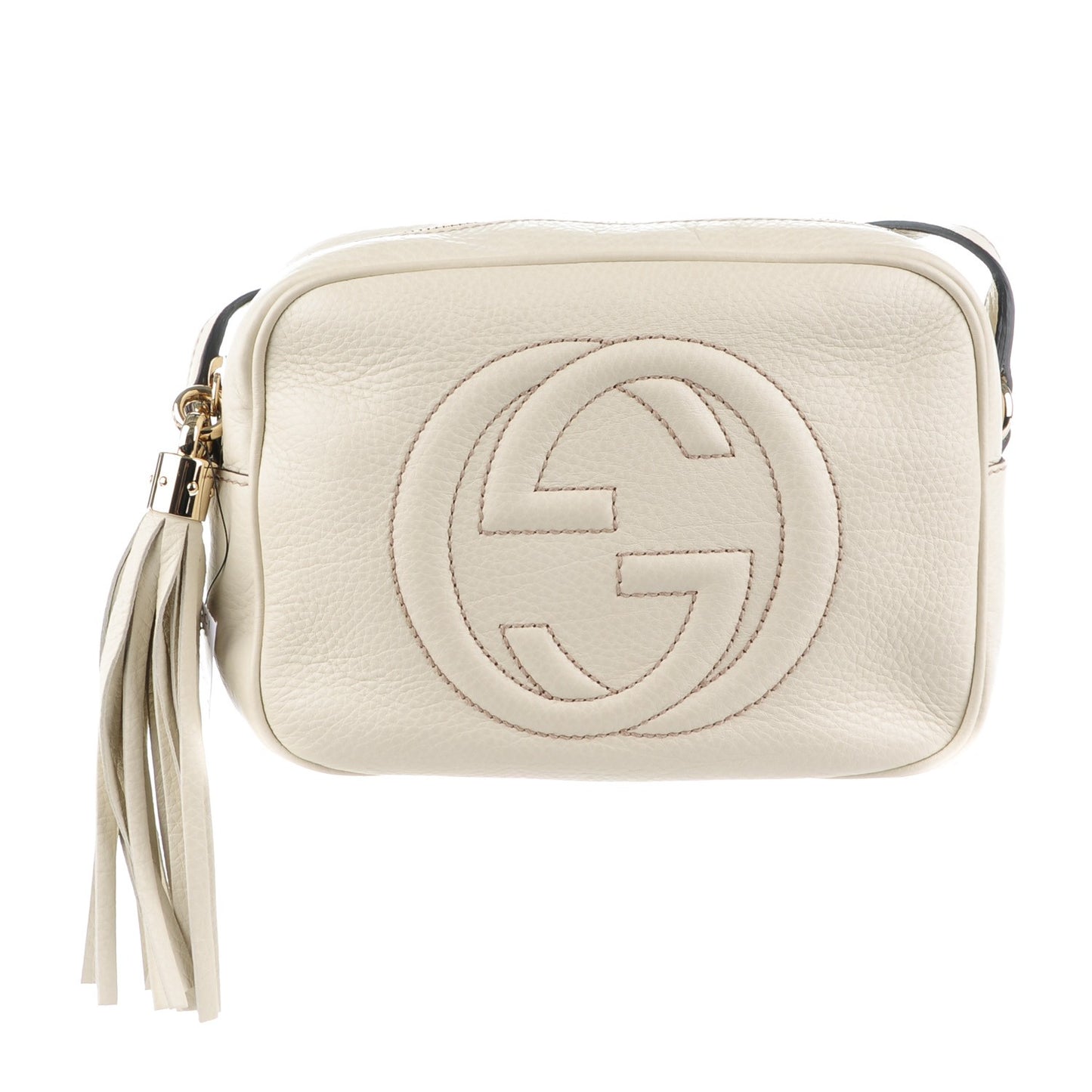 Pebbled Calfskin Small Soho Disco Bag Off White