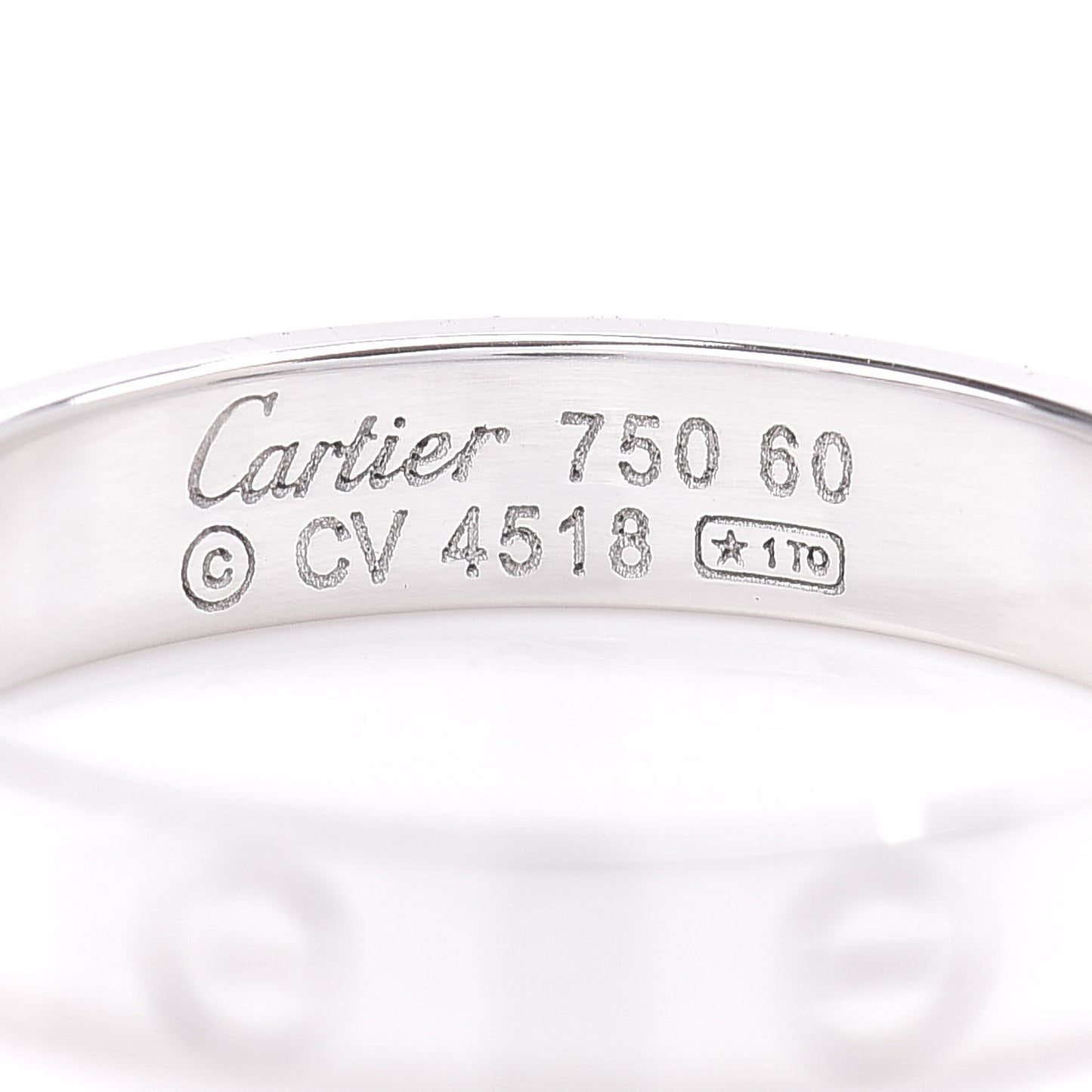 18K White Gold 4mm LOVE Wedding Band Ring 60 9