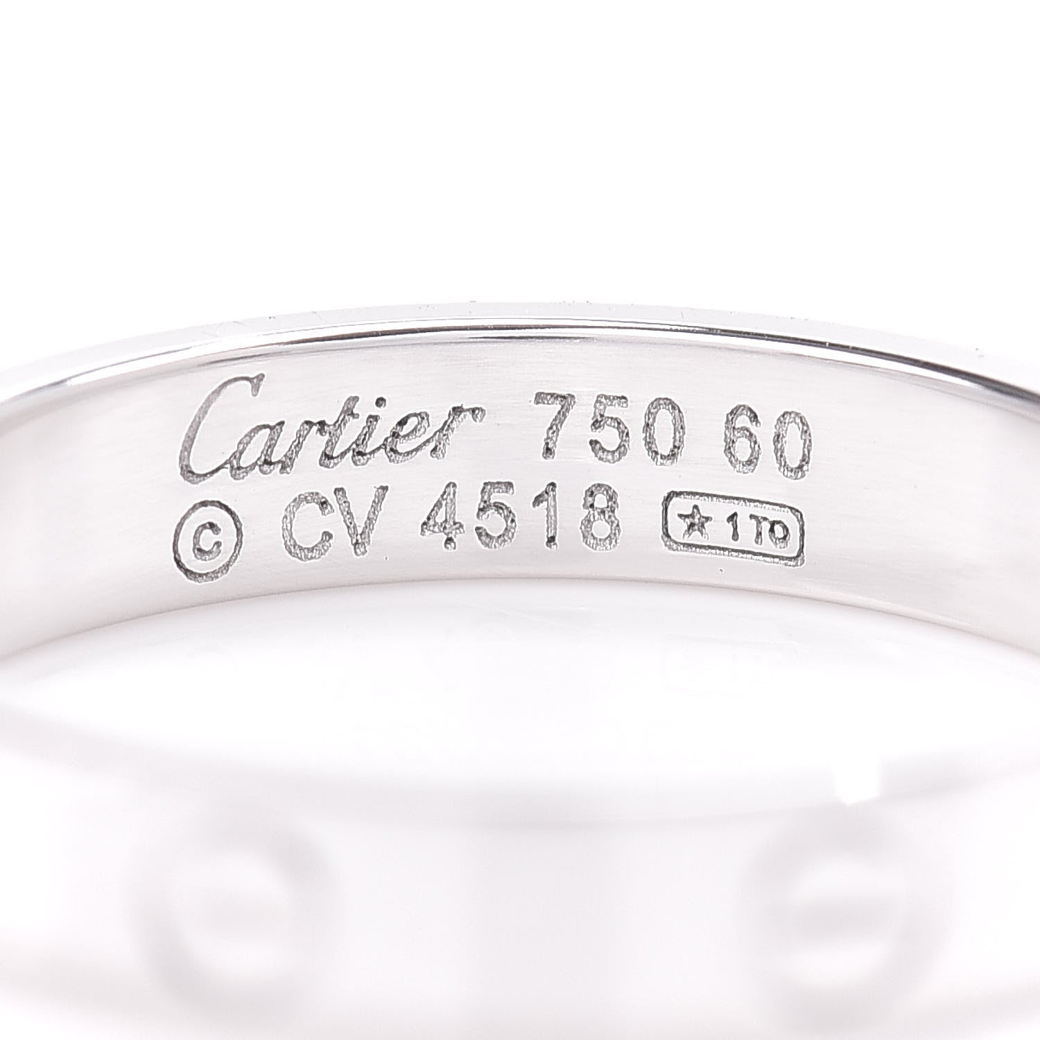 Cartier 18K White Gold 4mm LOVE Wedding Band Ring 60 9 4 of 4