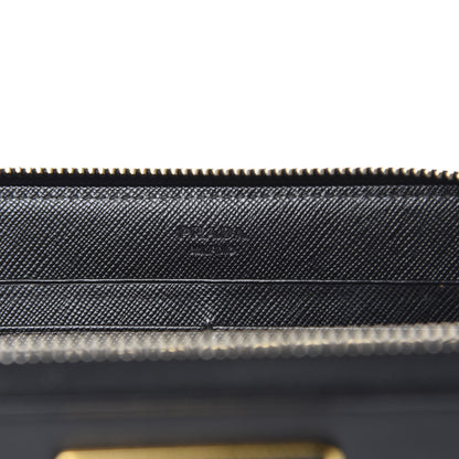 Prada Saffiano Triangle Zip Around Wallet Black 6 of 7