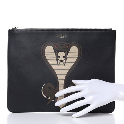 Givenchy Calfskin Cobra Print Zip Pouch Black 2 of 8
