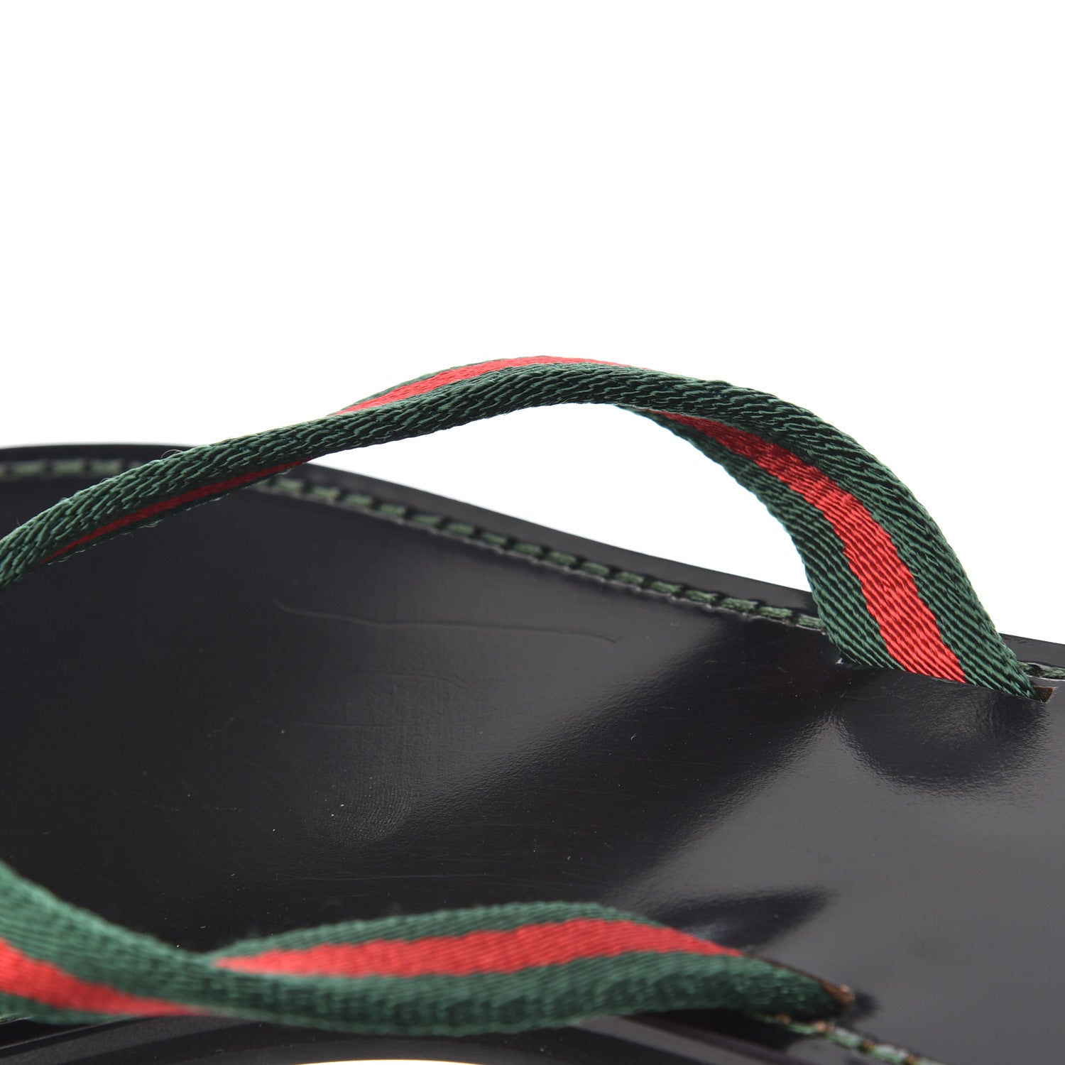 Gucci Nylon Calfskin Web Womens Thong Sandals 39.5 Green Red Black 9 of 12