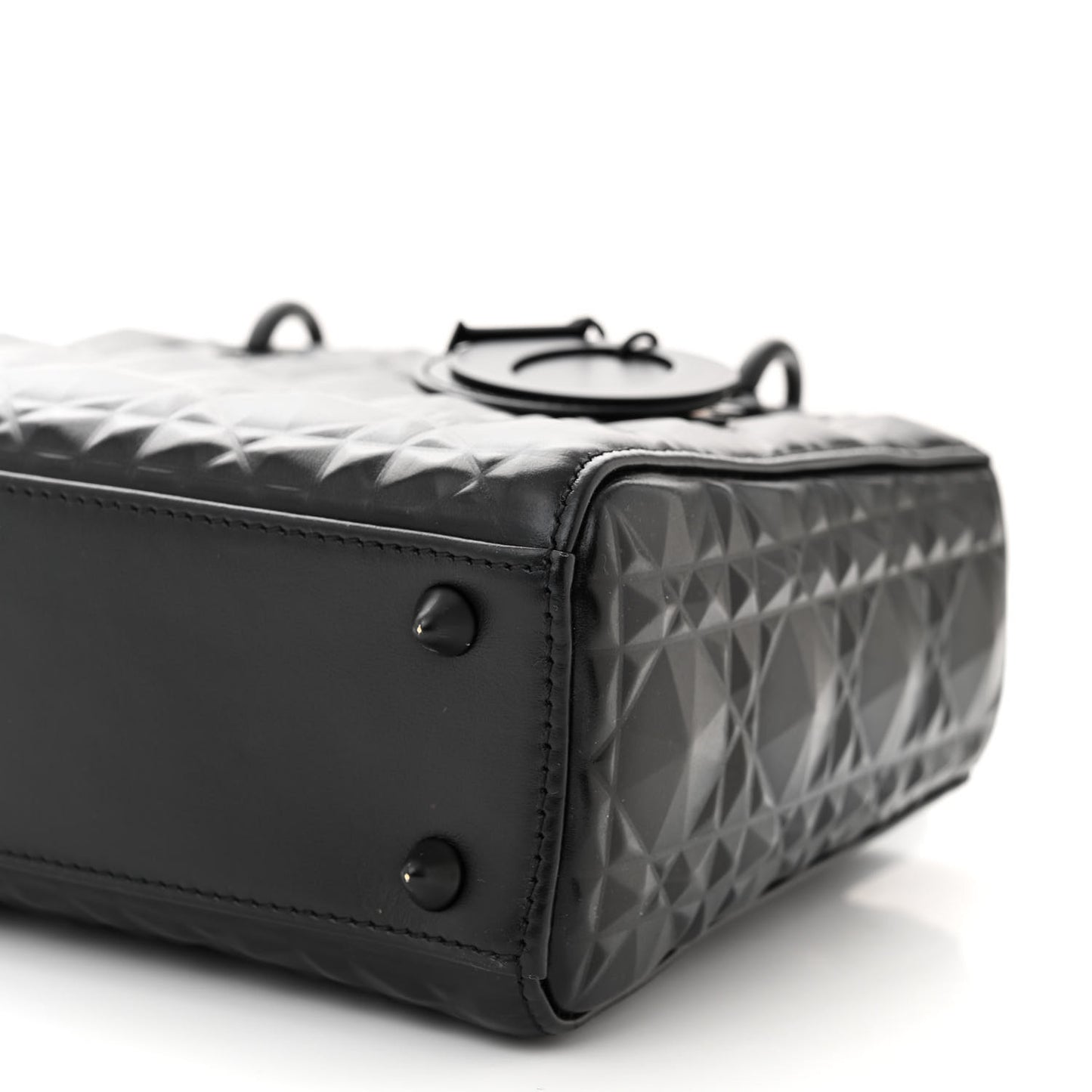 Calfskin Cannage Diamond Small Lady Dior Black