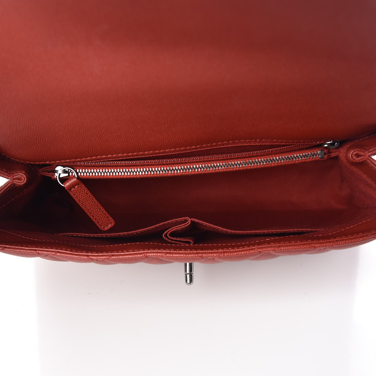 Chanel Caviar Quilted Medium Coco Handle Flap Dark Red 7 of 10