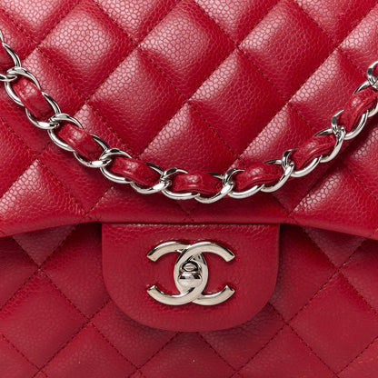 Chanel Caviar Quilted Jumbo Double Flap Red 9 of 15