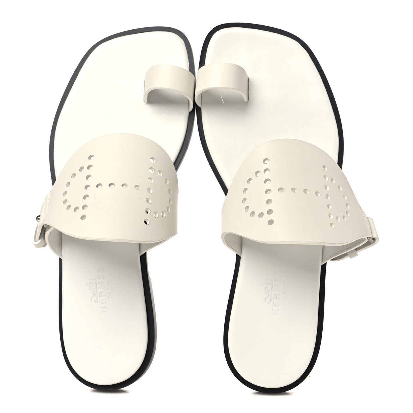 Calfskin Perforated Hera Sandals 36 White
