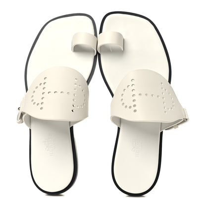 Hermes Calfskin Perforated Hera Sandals 36 White 2 of 9